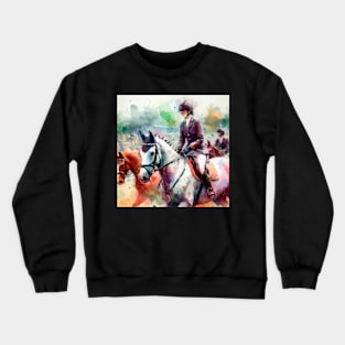 Abstract looking illustration of women's equestrian sport Crewneck Sweatshirt